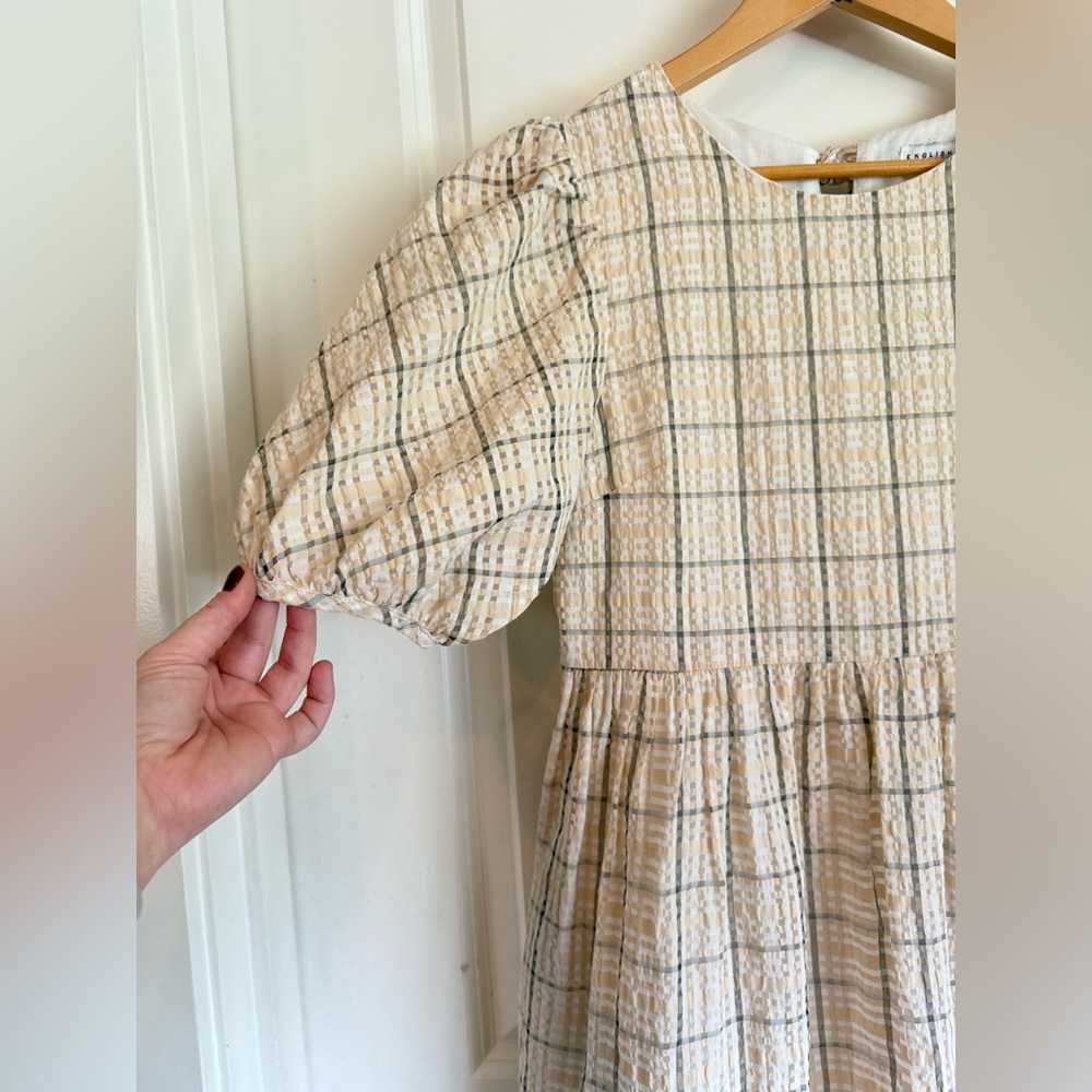 English Factory Cottagecore Cream Colored Puff Sleeve Dress Womens Size XS - Picture 3 of 7